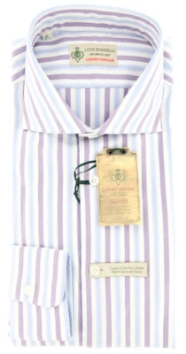 Camisa listrada roxa Luigi Borrelli - Extra fina - (GB8311) - Imagem 1 de 4