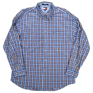Vintage Tommy Hilfiger Hemd Herren XL blau kariert Löwenwappen Logo Button Down Y2K - Bild 1 von 11