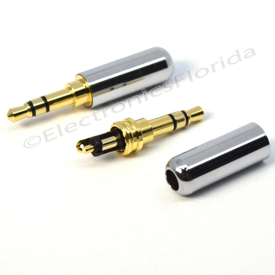 Lote 3,5 mm 3 pólos macho reparo fone de ouvido plugue metal áudio solda - Imagem 1 de 2