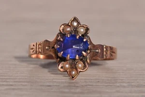 Georgian Doublet Ring with Seed Pearl in Rose Gold - Picture 1 of 9