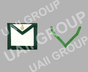 Masonic Allied Member Degree Apron Green Velvet & Collar - Picture 1 of 1