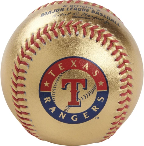 Texas Rangers Rawlings Gold Leather Baseball Cover
