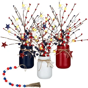 13 Pcs 4Th of July Mason Jar Table Decor, Patriotic Centerpieces for Tables with - Picture 1 of 12