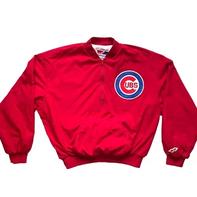Vintage 90s Chicago Cubs Half Zip Bomber Jacket MLB Baseball L Swingster - Image 1 of 4