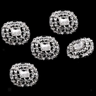5pcs Sparkly Crystal Round Shank Buttons Sewing on Clothes Dress Decor 23mm - Image 1 of 4