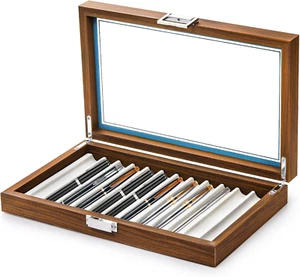 Yesland Espositore per Penna in Legno di Noce Nero, Scatola Organizzatore per Penna Stilografica 12 Slot con - Foto 1 di 6