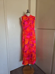 Hawaiian Togs Vtg Abstract Hibiscus Prt Dress, Orange/Pnk/Purple,Slvls,S12, EUC - Picture 1 of 9
