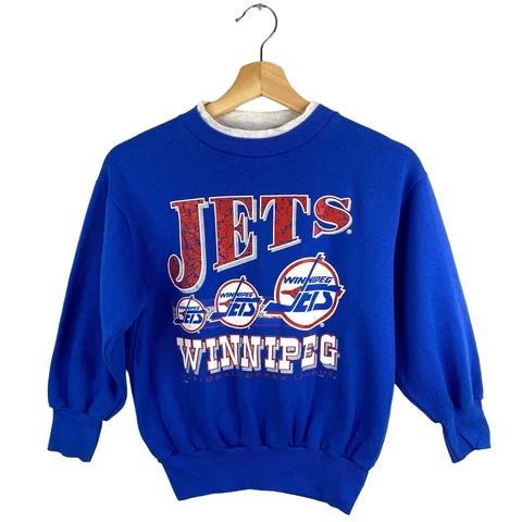 90s NHL Winnipeg Jets Hockey Pullover Crewneck Sweater VTG Fits Youth Sz Medium Cover