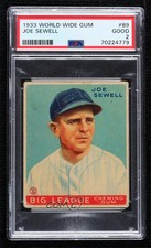 1933 World Wide Big League Chewing Gum V353 Joe Sewell #89 PSA 2 Rookie RC HOF