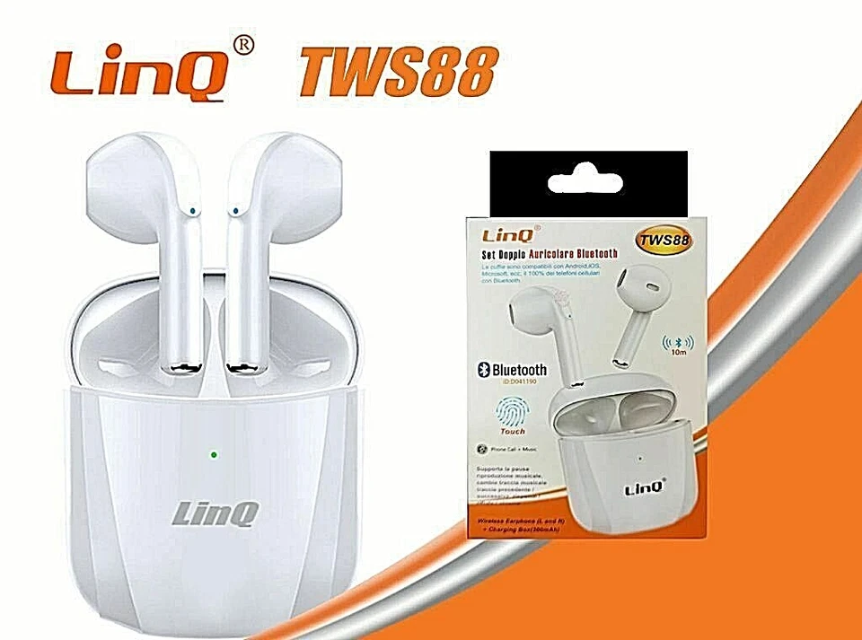 LINQ Tws88 Auricolari Bluetooth True Wireless+Box Ricarica  TOP DURATA BATTERIA - Immagine 1 di 1