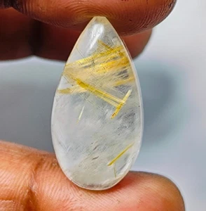 Colgante de cristal de cuarzo rutilo dorado natural piedras preciosas rutiladas 21 quilates ME-11787 - Imagen 1 de 5