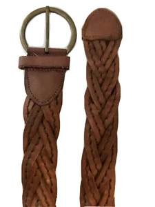 Women’s Distressed Braided Leather Belt Brown 30 Inches - Picture 1 of 9