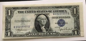 1935 C Silver Certificate note Almost uncirculated $1.00 misaligned 777 QD Block - Picture 1 of 2