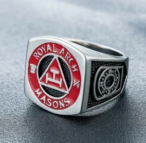 Vintage Royal Arch Masonic Rings Men's Stainless Steel Biker Ring Size 7-13 - Picture 1 of 3