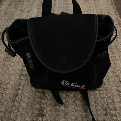 Vintage Rip Curl Australia Faux Suede Back Pack Rucksack Cross body Black Surfer - Image 1 of 4