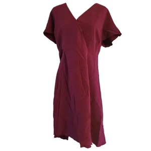 Anne Klein Dress Red 24W Asymmetrical Hem Fit & Flare Knee Length Short Sleeve - Picture 1 of 6