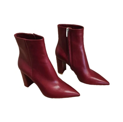 GIANVITO ROSSI Botines Rojos con Puntera Punta y Tacón Bloque - Nuevos - 38 Foto 1 de 4