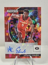 2020-21 Prizm Draft Picks Anthony Edwards Prospect AUTO RED ICE Rookie Rc PA-AE