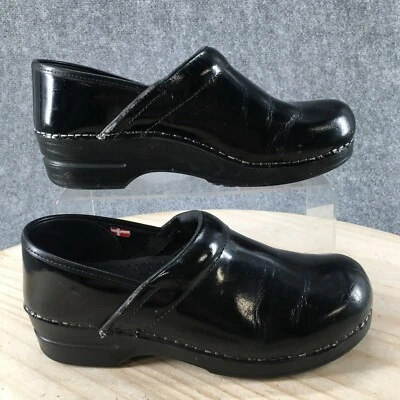 Sanita Shoes Womens 38 Slip On Clogs Black Leather Round Toe Slip Resistant - Image 1 of 4