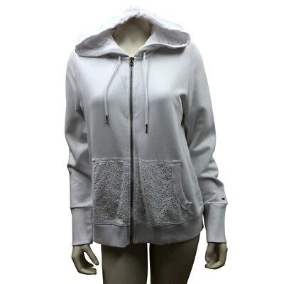 Tommy Hilfiger $79 женщин белый отверстие деталь молнии куртка с капюшоном MD новый с Ярлыками - Изображение 1 из 4