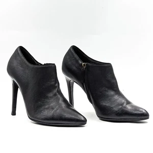 Lanvin Women Black Leather Zip Heel Dressy Office Round Boots size 8US EUR 38 - Picture 1 of 11
