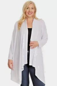 New Women's Plus Size Off White Long Sleeve Open Cardigan Sizes 1X 2X 3X 4X - Picture 1 of 4