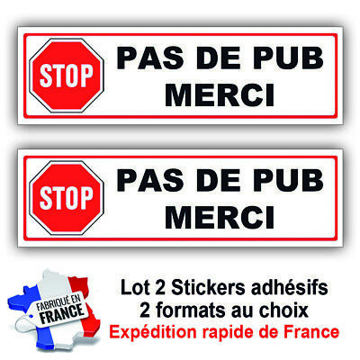 X2 Stickers Stop Pub Autocollant  Pas De Pub Publicité Merci Boîte Aux Lettres • 1€