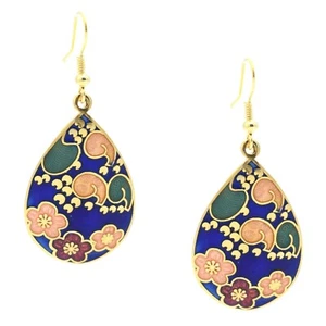 Cloisonne Blue Drop Earrings - Picture 1 of 4