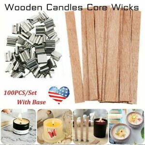 Maliwan 10 Pcs Wood Candle Wicks 3CM Natural Environmental Candle Cores with Iron Stand for DIY Candle Making Craft
