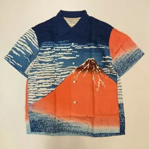 Sun Surf Red Fuji Aloha Shirt L Size Rayon Hawaiian Shirt Hawaii From Japan NM - Picture 1 of 6