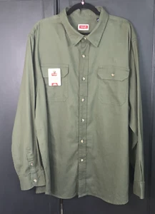 NWT Mens WRANGLER Button Long Sleeve Epic Soft Woven SHIRT - Forest Green Large - Picture 1 of 6