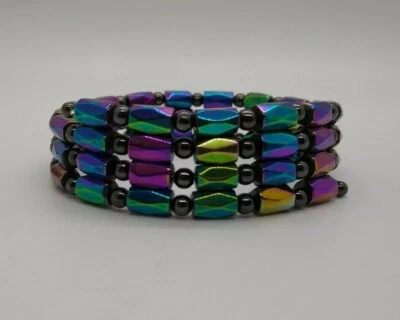 Therapeutic Rainbow Hematite Magnetic Bead Wrap Bracelet/ Necklace; Handmade 24" - Image 1 of 4