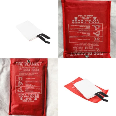 US Fire Blanket Fiberglass Fire Emergency Blanket Survival Safety Cover 1mx1m - Image 1 of 4