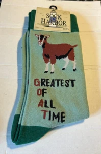 Sock Harbor Novelty Socks Men's GOAT ~Greatest Of All Time Brand New w/Tags - Picture 1 of 1