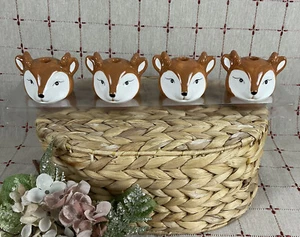 "H for Happy" JUEGO DE 4 candelabros cónicos de cerámica para renos nuevos decoración navideña - Imagen 1 de 15