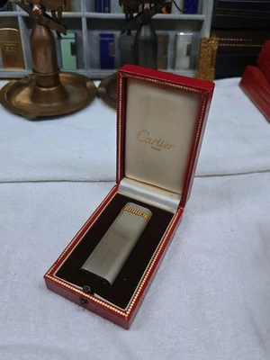 Authentic Vintage Paris Made CARTIER Silver And Gold Plated Lighter - Work Great - Image 1 of 4