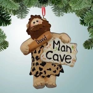 Caveman in Man Cave - Personalized Christmas Ornament - Picture 1 of 1