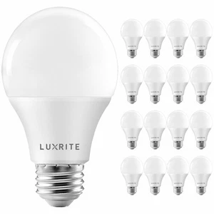 16x Luxrite LED A19 Standard Bulb 75W Equiv. 1100lm 4000K Enclosed Fixture Rated - Picture 1 of 8