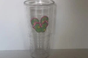 24 oz Tervis Green & Pink Flip Flops Sandals no Lid - Picture 1 of 2
