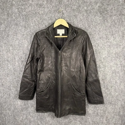Vintage Worthington Genuine Lambskin Leather Jacket Women’s Small Black Zip - Image 1 of 4