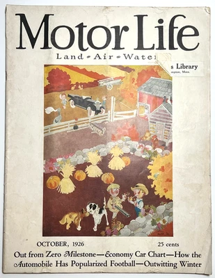 MOTOR LIFE - October 1926 - ART DECO ADS / Automobile Brand Names / FOOTBALL - Image 1 of 4