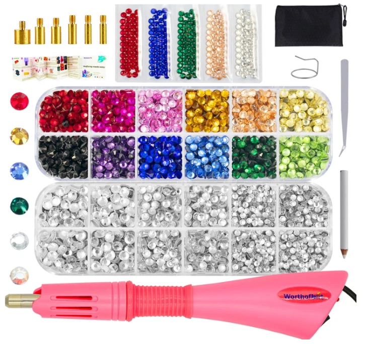 Bedazzler Kit 3400 Pcs Hotfix Rhinestones & Applicator Tool for Clothes & Fabric