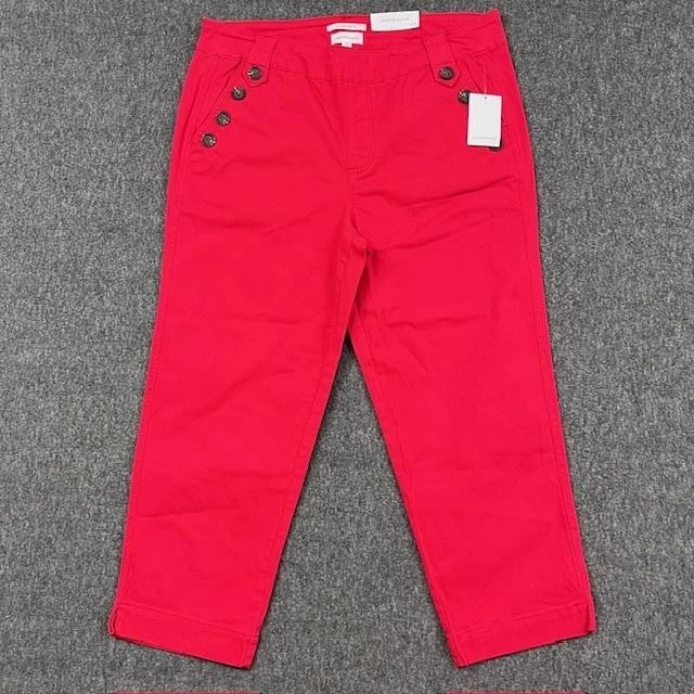 Westbound Pants Womens 12 Short Red High Rise Slim Straight Marina Ankle - NEW - Image 1 of 4