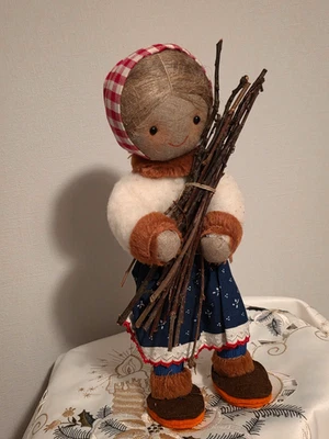 POUPEE CHIFFON ANCIENNE ETHNIQUE TCHECOSLOVAQUIE 27 CM MATERIAUX NATURELS - Photo 1/4