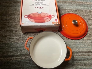Ernesto 3.1L Cast Iron Casserole Dish - Orange/White - Used Once - Very Heavy - Picture 1 of 11