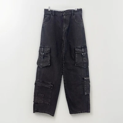 Pantalón de mezclilla 3x1 NYC The Cargo para mujer talla 28 negro rock tiro alto pierna ancha nuevo con etiquetas Foto 1 de 4