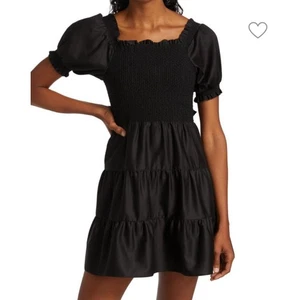 Alice & Olivia Navy Elizabeth Off The Shoulder Puff Sleeve Bow Back Mini Dress 8 - Picture 1 of 13