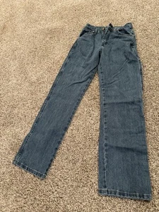 Wrangler Boys Jeans Dark Wash Size 16 Slim Pockets Logo Adjustable - Picture 1 of 5