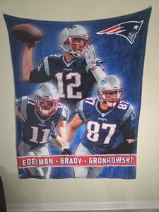 Vintage New England Patriots Fleece Blanket 50x60 Brady Edelman Gronkowski  - Picture 1 of 6