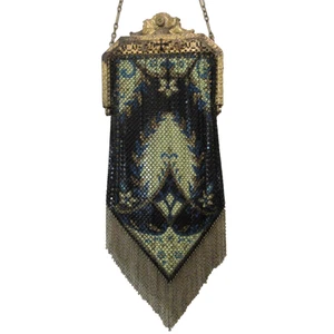 Antiguo bolso de mano vintage de malla con solapa mandaliana - Imagen 1 de 9